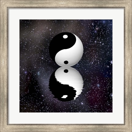 Framed Yin Yang Stars Reflect Print