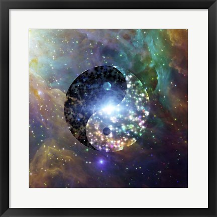 Framed Yin Yang Vivid Colorful Celestial Print