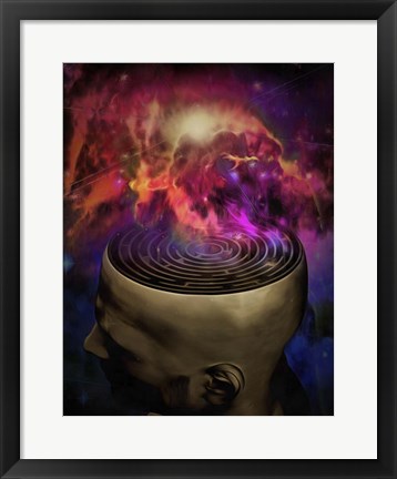 Framed Man Mind Maze and Galactic Nebula Print