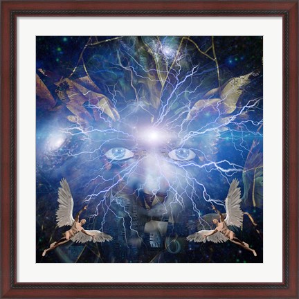Framed Face of God Men With Wings Represents Angels Print
