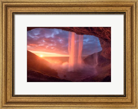 Framed Wall Of Flames Print