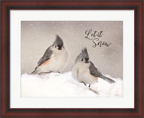 Framed Let It Snow Titmouse Pair Print