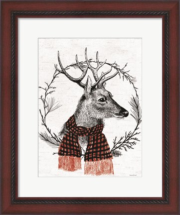 Framed Reindeer Wreath Print