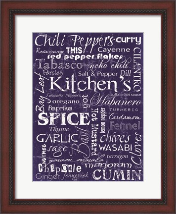 Framed Kitchen Spice Indigo Print