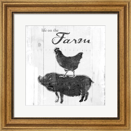 Framed Farm To Chicken Pig Grey Print