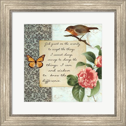 Framed Vintage Serenity Prayer Print