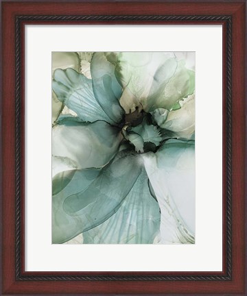 Framed Sage And Teal Flowers 2 Print