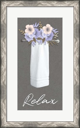 Framed Relax Floral Towel 2 Print