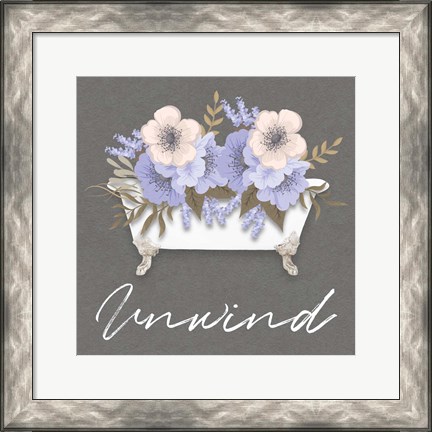 Framed Unwind Floral Bath 2 Print