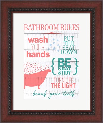 Framed Bath Rules 2 Print
