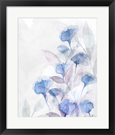 Framed Modern Poppies 2 Blue Print
