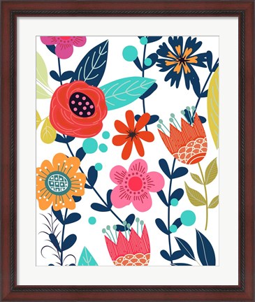Framed Colorful Floral 1 Print