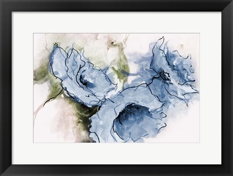 Framed Animated Blue Flora Print