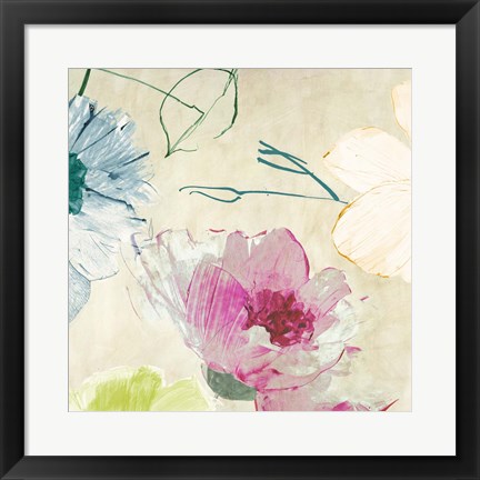 Framed Colorful Floral Composition I (detail) Print