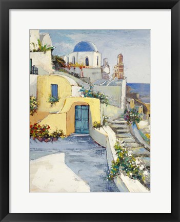 Framed Sole su Santorini Print