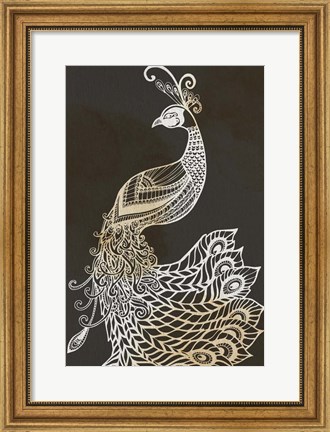 Framed Monotone Peacock Print