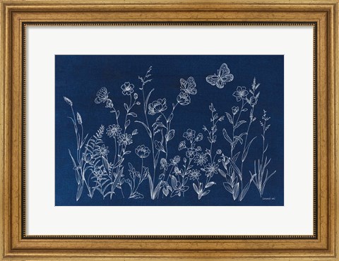 Framed Blue Butterfly Garden Print