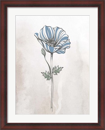 Framed Stone Floral Blues 1 Print