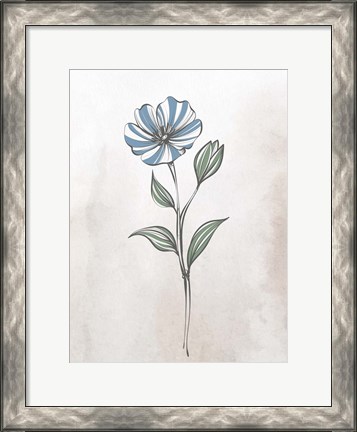 Framed Stone Floral Blues 2 Print