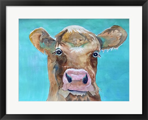Framed Gazing Cow 1 Print