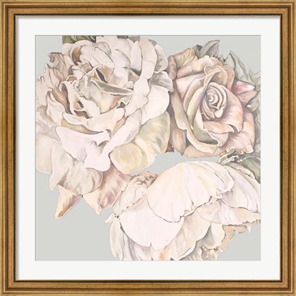 Framed Soft Rose Bunch Print