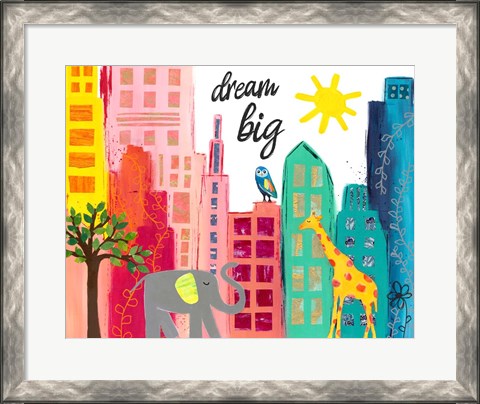 Framed Dream Big Animals in the City Print