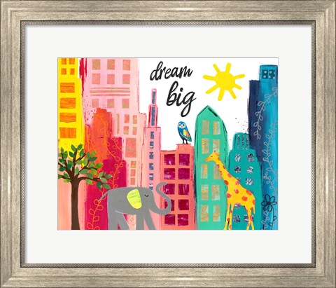 Framed Dream Big Animals in the City Print