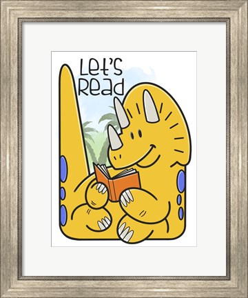 Framed Dino Reading Print