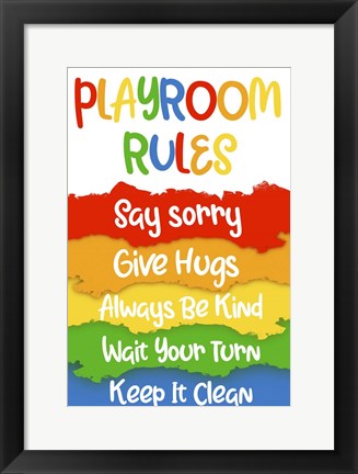 Framed Playroom Rules Print