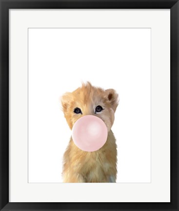 Framed Baby Lion Bubble Gum Print