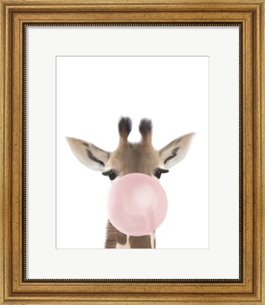 Framed Giraffe Bubble Gum Print