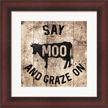Framed Say Moo Print