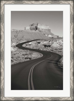 Framed Goblin Valley State Park Rd BW Print