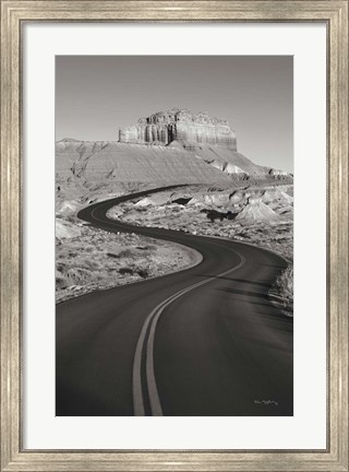 Framed Goblin Valley State Park Rd BW Print