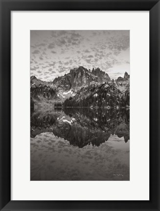 Framed Baron Lake Monte Verita Peak Sawtooh Mountains I BW Print