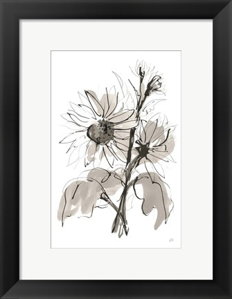 Framed Ink Sunflower I Print