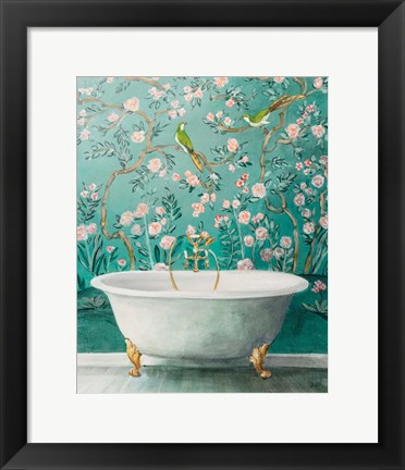 Framed Chinoiserie Bath II Print