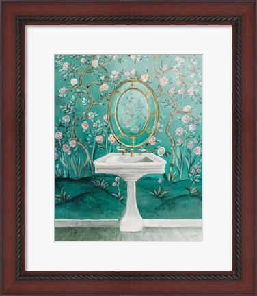 Framed Chinoiserie Bath I Print