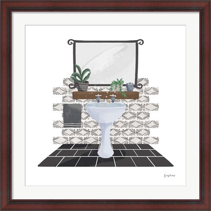 Framed Relaxing Bathroom I Dark Print