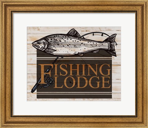 Framed Fishing Lodge V2 Print