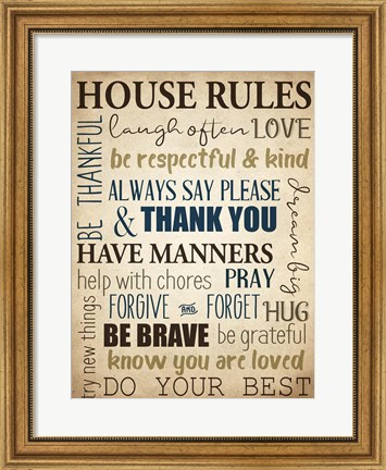 Framed House Rules Print