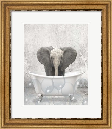 Framed Baby Elephant Bath Print