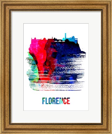 Framed Florence Skyline Brush Stroke Watercolor Print