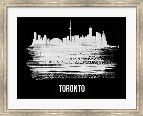 Framed Toronto Skyline Brush Stroke White Print