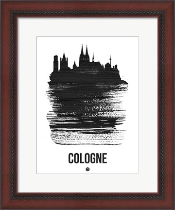 Framed Cologne Skyline Brush Stroke Black Print