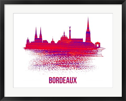 Framed Bordeaux Skyline Brush Stroke Red Print