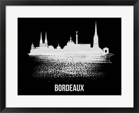 Framed Bordeaux Skyline Brush Stroke White Print