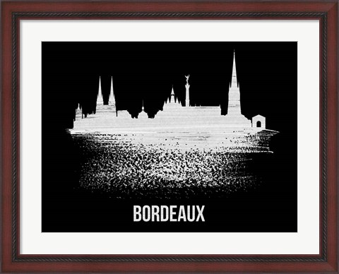 Framed Bordeaux Skyline Brush Stroke White Print