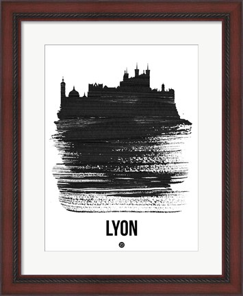Framed Lyon Skyline Brush Stroke Black Print