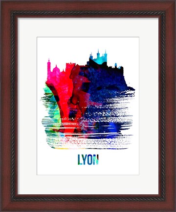 Framed Lyon Skyline Brush Stroke Watercolor Print
